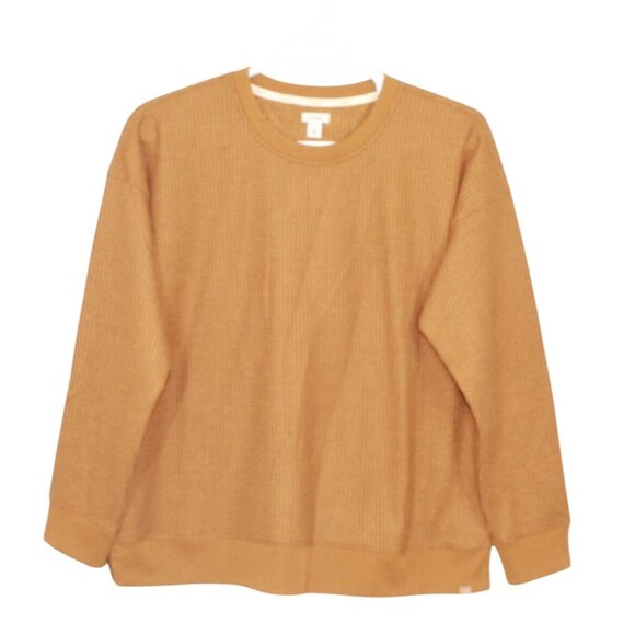 LL Bean Waffle Knit Side Zip Sweater Pullover Mustard Size XL - Picture 1 of 11